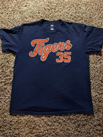 DETROIT TIGERS Justin Verlander Blue T-shirt baseball  Mens Sz L CLEAN Cover