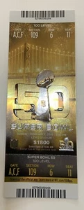 2016 Super Bowl 50 Gold Full Ticket was Bronco's Peyton Mannings Last NFL game! - Picture 1 of 2