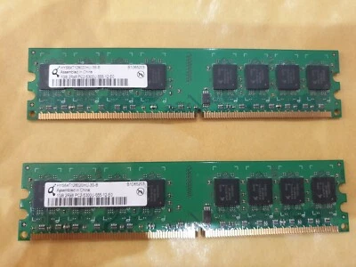 2GB Qimonda (2x 1gb) DDR2 PC2-5300U-555 2Rx8 MEMORY RAM DIMM DESKTOP 240 PIN pc - Image 1 of 3