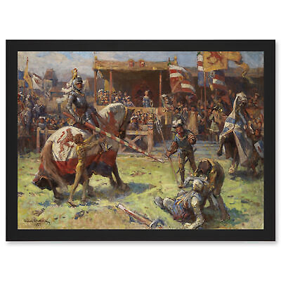 Painting Landscape Medieval Ajdukiewicz Knights Jousting Framed A3 Art Print • 24.50€