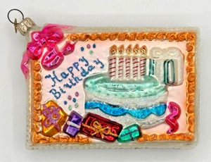 Christopher Radko Birthday Greetings Double Sided Postcard Ornament Handblown - Picture 1 of 17