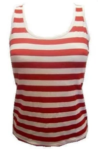 Rojo y Blanco a Rayas Niñas/Damas Chaleco Prenda para el torso Elegante Vestido Disfraz Conjunto - Imagen 1 de 3