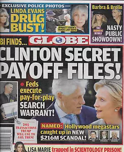 Globe Tabloid Magazine Hillary And Bill Clinton Linda Evans Barbra Streisand . - Imagen 1 de 6