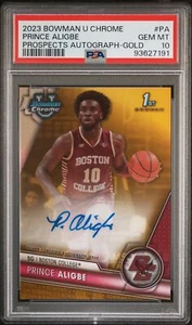 2023 Bowman U. Chrome #PA Prince Aligbe Prospects Auto /50 Gold Ref PSA 10 - Picture 1 of 2