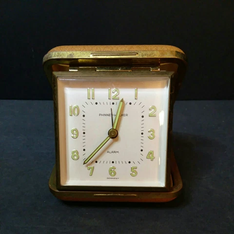 Vintage PHINNEY-WALKER Travel Alarm Clock GERMANY Glow-in-the-Dark TESTD WORKING Cover