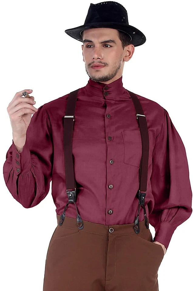 Shirt Steampunk Victorian Cosplay Costume Mens Seigneur Linen Gothic Shirt - Image 1 of 4