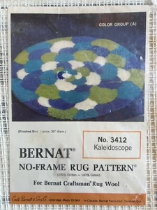 Vintage Bernat Latch Hook Round 39" Rug PATTERN ONLY "Kaleidoscope" No. 3412 - Picture 1 of 3