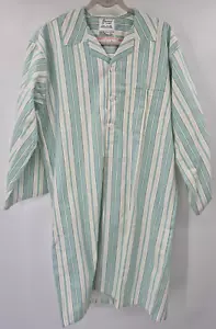 Vintage Inpatient Gown Robe asylum costume green striped nostalgia (70) - Picture 1 of 7