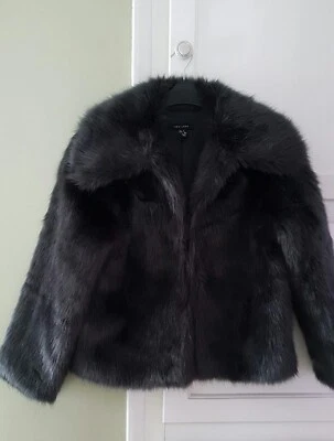 Faux Fur Charcoal Jacket New Look Med 12-14 - Image 1 of 4