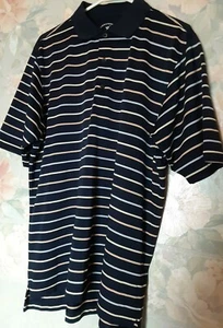 Fairway & Greene Tech Golf Poloshirt, Herren Large Kurzarm Navy gestreift - Bild 1 von 11