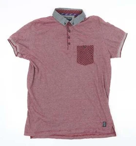 Twisted Soul Mens Red Striped 100% Cotton Polo Size XL Collared Button - Picture 1 of 12