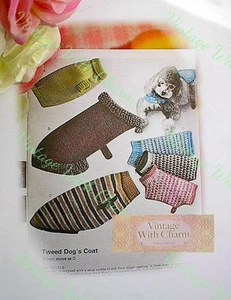 LARGE PRINT Vintage Dog Coat Knitting Pattern 4 Styles For Cozy Canines.  - Picture 1 of 1