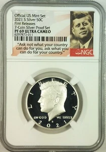 Medio dólar Kennedy Silver Proof 2021 NGC PR69 ultra camafeo #011 - Imagen 1 de 2