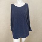 JM Collection New Womens Metallic Boat-Neck Top Intrepid Blue Size M _ NWT R11B4