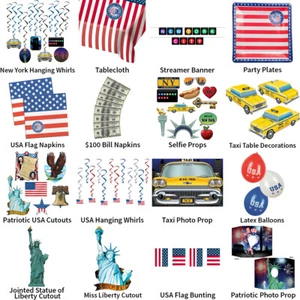 NEW YORK CITY / USA AMERICA THEME DECORATIONS - PARTYWARE COMPLETE SELECTION - Picture 1 of 17