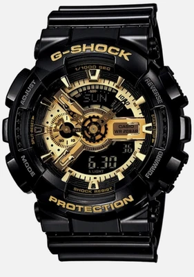 G-Shock GA110GB-1 Men's Black Gold Resin Analog-Digi Watch Discontinued 2000's - Изображение 1 из 4