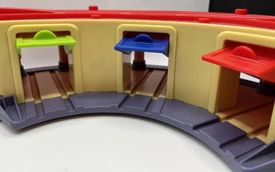 Learning Curve Train Bay Station Shed 17" Wooden and Plastic Track on Top - Image 1 of 4