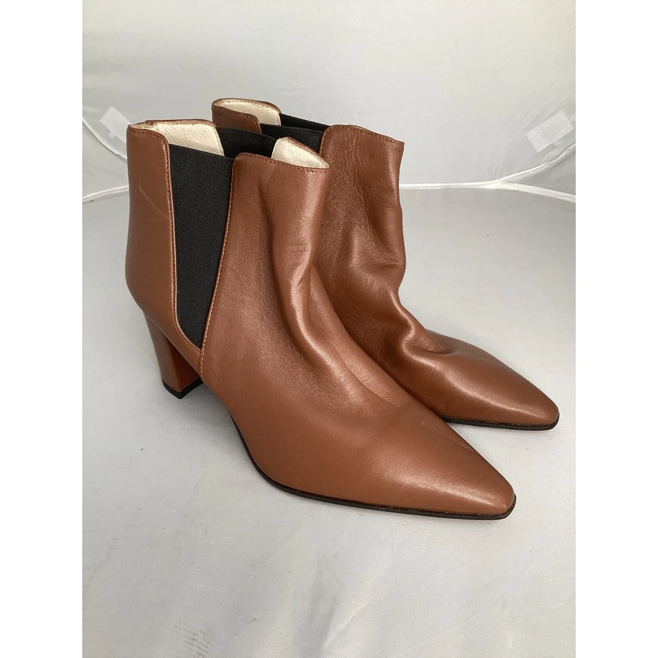 Botines AMALFI By Rangoni Isole Cuero Marrón Chelsea Tacón Bloque Talla 7.5M Foto 1 de 4