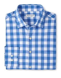 Peter Millar Cape blau Van Ness Popeline gewebtes Sporthemd neu mit Etikett M Knopfleiste - Bild 1 von 4