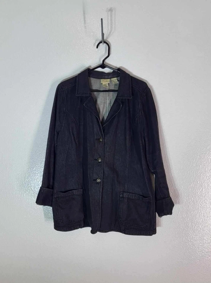 Chaqueta Blazer Denim St. Johns Bay X-Large Algodón Negra Foto 1 de 4