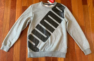 Puma grau & schwarz Big Logo Pullover Sweatshirt Herren Shirt Small - neu mit Etikett - $ 45 - Bild 1 von 4