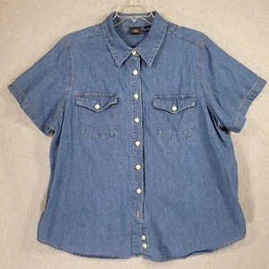 Route 66 Chambray Shirt 26W Cotton Blue Pockets Button Front - Picture 1 of 7