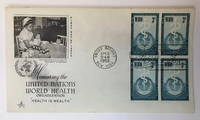 Honoring United Nations World Health Organization 1956 First Day of Issue - Image 1 of 2