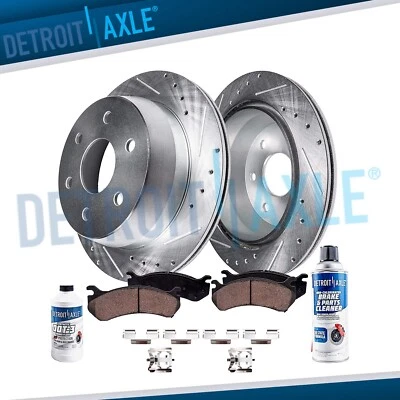 Rear Drilled Brake Rotors Ceramic Pads for Chevy Silverado 1500 Tahoe GMC Yukon - Image 1 of 4