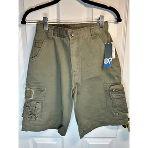 NWT! VTG OP Boys Cargo Shorts Distressed Pockets Olive Green Casual Size 10 - Picture 1 of 8