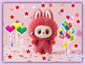 A5 greeting card can be personalised on front A5 Birthday Monster Like Labubu LV - Picture 1 of 1