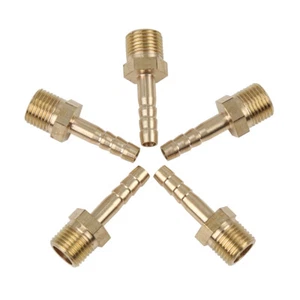 Flexible 4.5mm ID X 1/8"" NPT Male Fluted Fitting Brass Hose Car 5pcs - Picture 1 of 6