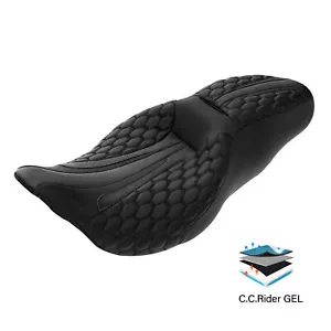 Driver & Passenger Gel Seat Pillion Fit For Harley Touring Road King 2009-2023 - Picture 1 of 11