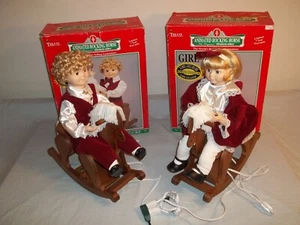 Vtg Set Telco Sears Motionette Christmas Animated Boy & Girl Rocking Horse Boxed - Picture 1 of 10