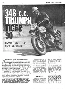 1963 TRIUMPH 'Tiger 90' 348cc Motor Cycle Vintage Magazine Report Cutting - Picture 1 of 1
