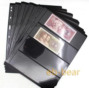 10 Pcs Standard Sleeves Holders Black 4 Rows Fit Stamp Paper Money Banknote Book - Picture 1 of 9