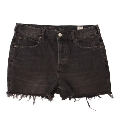 Pantalones Cortos de Denim Free People We The Free Cut Off 27 Negros Lavados Con Botones Usados en Excelente Condición B15 Foto 1 de 4