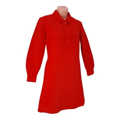 Rotac Modell Vintage Women's Dress Knee Length 60s 70s Color Red Beautiful Butto - Image 1 of 4