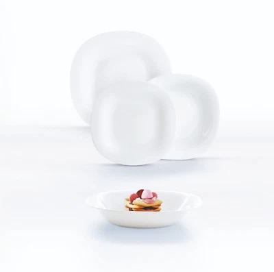 SET 18 PIATTI CARINE BIANCO LUMINARC - SERVIZIO IN VETRO OPALE TEMPERATO