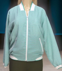 Vintage Ellesse Women's Jacket Long Sleeve Gingham Green Size S - Picture 1 of 9