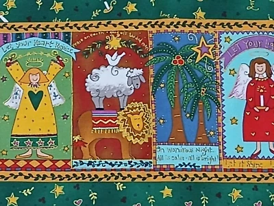 Christmas Sewing Fabric Angel Quilt Panel Inspirational Santa Kari Pearson Stars - Image 1 of 4