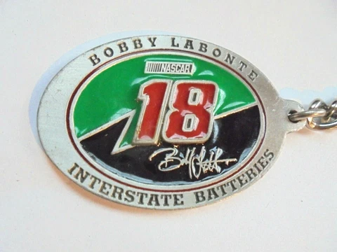 Vintage 1998 NASCAR Bobby Labonte #18 Interstate Batteries Pewter Keychain Cover
