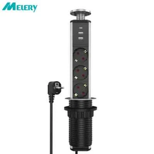 Melery Vertical EU Power Outlet Kitchen Pop Up Power Tabletop 2USB Type-C Socket - Picture 1 of 11