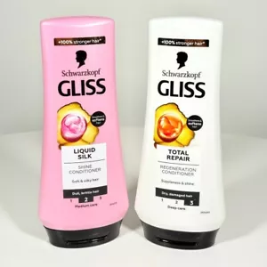 Schwarzkopf Gliss Total Repair & Liquid Silk Conditioner 200ml Bundle - NEW - Picture 1 of 8