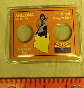 COLORFUL 3 1/2" x 2 1/2" 2-SPACE ARIZONA STATE QUARTER HOLDER - Picture 1 of 2