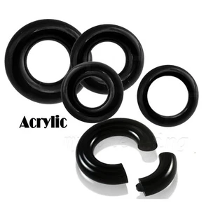 1PC. Black Acrylic Segment Ring Hoop Earring Septum Ring 8G thru 00G - Picture 1 of 4