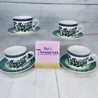 Smithsonian BOTANIC Jane Webb Loudon Floral Stoneware Flat 8oz Cup Saucer Set 4