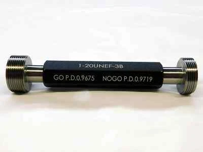 M & J TOOLING LLC NEW 1" 20 UNEF 3B THREAD PLUG GAGE 1.0 1.00 1.000 GO NO GO PD'S = .9675 & .9719
