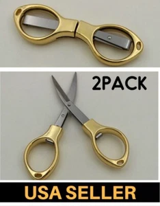 2X Mini Foldable Stainless Steel Scissors Keychain Fishing Travel Scissor Cutter - Picture 1 of 10