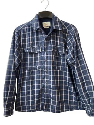 Boston Traders Flannel Shacket Button Up Mens Size  L Fleece Lined Small Hole - Image 1 of 4