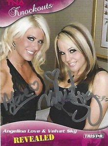Angelina Love & Velvet Sky Signed 2009 TRISTAR TNA Knockouts Card 106 ROH Impact - Picture 1 of 12